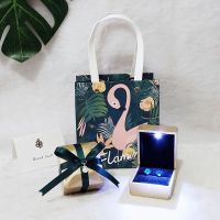 小火烈鸟袋+金色D戒指盒 七夕节带LED灯项链戒指手链手镯饰品盒送礼包装空盒小精致收纳盒