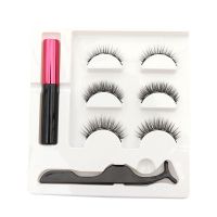 混合三对装+眼线液+镊子 2021自然三对装磁铁睫毛3套装仿真磁性假睫毛3D三对装磁吸化纤