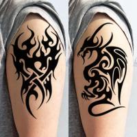 2张S001+S002 半臂图腾纹身贴防水持久男 仿真小手臂腿部 龙十字架老鹰个性刺青