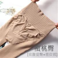 黑色[薄绒] 中腰连袜 春秋薄绒打底裤女肉色加绒外穿高腰紧身显瘦收腹提臀鹿皮绒连裤袜