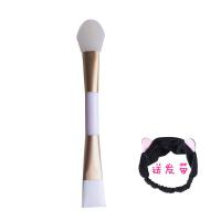 双头金色面膜刷送发带 双头面膜刷硅胶刷软毛脸部水疗泥膜专用刷涂面膜刷子粉底刷化妆刷