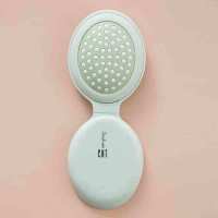 绿色折叠镜 梳子女学生韩版气垫梳镜子小随身携带梳头发神器按摩折叠气囊ins