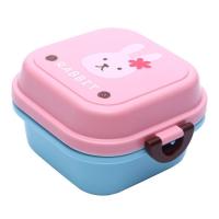 粉色兔子 可爱小动物儿童点心盒迷你便当盒双层饭盒便携宝宝水果盒学生餐盒