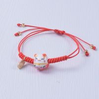 招财猫红色 可爱单条装 编织手链女ins学生韩版森系闺蜜二人古风少女心可爱三人招财猫