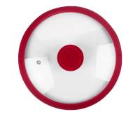 红色 16-18-20CM 钢化玻璃硅胶锅盖不粘锅蒸锅奶锅汤锅砂锅家用透明盖子通用阶梯盖