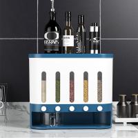 蓝白色 多格米桶五谷杂粮收纳罐防尘防潮米桶可壁挂分类收纳米桶工厂直营