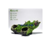 小号植绒仿真树根 鱼缸装饰 植绒树脂工艺品摆件 水族箱造景石装饰品植绒假山躲避屋