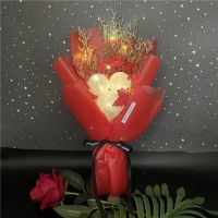 红色满天星糖果灯花束 成品花束+礼袋(宽25高45cm) 满天星糖果灯成品花束七夕送男朋友女友闺蜜教师节送老师生日礼物[