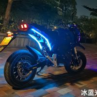 30厘米一对[12伏不带开关] 冰蓝扫描+转向黄光流水 摩托车12-96V电动车启动扫描改加装转向开关流水日行灯条尾灯彩