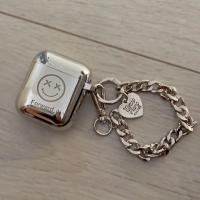 银色手链（不含保护壳） AirPods 1/2代 苹果AirPods 1/2代蓝牙耳机保护套电镀笑脸软壳pro3代耳机壳