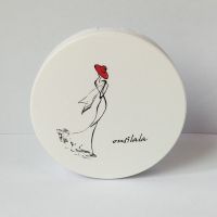 极简风-丽人(贴纸版) 欧斯啦啦翻盖弹力网珍珠散粉盒空盒便携防漏分装带粉扑化妆镜小薄