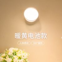 旋转电池款 暖光【送电池】 智能人体感应小夜灯家用楼梯过道LED自动光声控壁灯床头usb充电池
