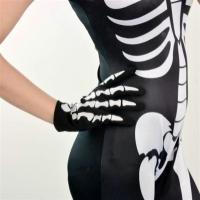 骷髅手套 短款 万圣节恐怖中长手套鬼爪骨节化妆舞会装扮白骷髅道具密室逃脱cos