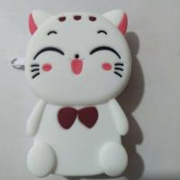 白色招财猫 零钱包迷你可爱个性卡袋潮卡包卡通硅胶收纳袋手机包数据线收纳包