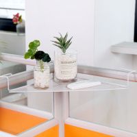 白色挂钩三角架1个 办公室三角铁艺花架 办公桌置物架 办公桌面搁板阳台转角收纳挂