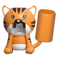 不带音乐 黄色 吸壁式儿童卡通自动挤牙膏挤压器创意卫生间免打孔洗漱套装置物架