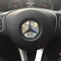 白钻(奔驰方向)请备注车型和年份 镶钻奔驰大众本田丰田现代宝马自达福特起亚水晶石车标改装饰贴钻