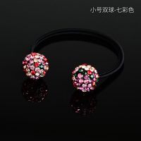 [小号]七彩双球1.8cm 满钻头绳韩版简约水钻圆球发圈发绳头饰韩国气质扎马尾皮筋发饰品