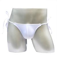 白色 均码 绑绳可调 性感男士三角裤创意绑带男式内裤方便穿脱半透明舒适爽滑冰丝