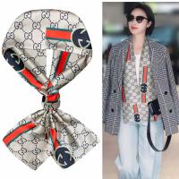 香奈轻奢-卡其 杭州丝绸细窄长条小领巾秋夏薄款丝巾围巾时尚韩版仿真丝百搭洋气