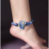 宝蓝色 脚链 MHBZ123 民族风脚链女款脚链子性感气质手工编织脚绳夏复古足链脚饰脚踝链