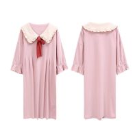 粉色11460 XL 在逃公主联名夏季卡通棉睡裙女公主风娃娃领睡衣短袖晨袍家居服