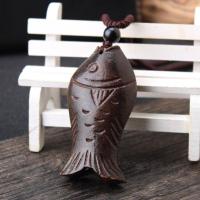 直尾鱼 民族风长款木质毛衣链木鱼福袋森系复古吊坠项链衣服挂件配饰饰品