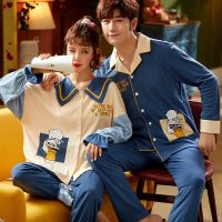 开衫V6910 女款M [建议100斤以内] 春秋款情侣睡衣长袖韩版开衫一男一女两件套装夫妻可外穿家居服棉