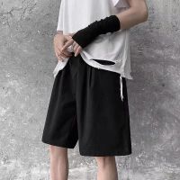纯黑色(一件装) [黑色短裤] M (建议70-85斤) 短裤男外穿夏季冰丝宽松潮牌潮流港风中裤薄款韩版宽松休闲五分裤