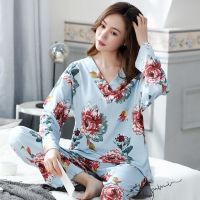 TY463长袖V领 南极人 M 80-100斤 南极人100@棉睡衣女套装大码长袖秋季薄款夏季女士开衫宽松可外穿