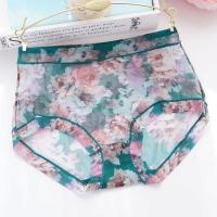 一条装 湖绿 均码 90-120斤 3条装 大码超薄高腰内裤女性感蕾丝透明网纱透气抗菌超薄三角裤头