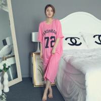 玫红72裙 M 70斤-105斤 睡裙女夏韩版学生可爱长款简约短袖宽松大码孕妇可外穿连衣裙睡衣