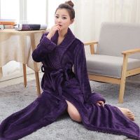 紫色 1624-[女] M[适合165CM 130斤内 ] 秋冬季法兰绒加厚加长睡袍女冬天长款情侣浴袍男士大码珊瑚绒睡衣
