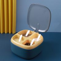 北欧蓝[普通款]-内赠4勺 调料盒组合套装家用厨房用品盐糖味精四格收纳一体多格调味罐油壶