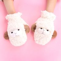 羊羊羊手套]米白 小恐龙手套女冬天学生卡通萌可爱猫爪儿童鳄鱼保暖加厚加绒秋冬季
