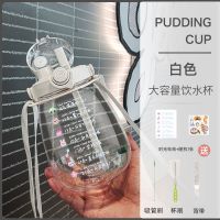 简白[双饮送洁具+时光贴] 1100ml(少量补水) 七克拉大容量双饮吸管杯大肚杯学生高颜值少女可爱韩版便携水壶瓶