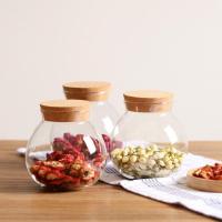 小号软木塞带白灯款 玻璃木塞密封罐 高硼硅玻璃竹盖密封瓶 储物罐茶叶罐带灯微景观瓶