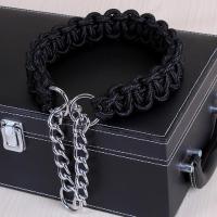 黑色-单项圈 M-适合18-30斤 狗链子大型犬牵引绳胸背带小型P链项圈金毛防爆冲宠物狗绳可调节