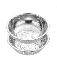加/厚型/-- 28CM[小孔+大孔] 不锈钢盆沥水篮沥水盆家用淘米实盆漏盆滤碗洗菜淘洗米水果滤水盆