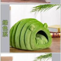 草绿毛毛虫 s[半斤以内小宠不建议购买随机产品] 保暖毛毛虫猫窝耐咬小型犬泰迪吉娃娃猫咪睡袋封闭式冬季狗窝