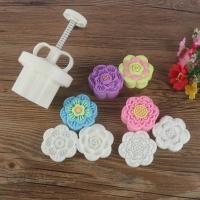 83克六瓣花朵图案模型升级绿豆糕手压式压模印具不粘印花月饼模具