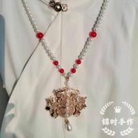 福禄璎珞米色长流苏 福禄长款晚明风软璎珞 超长流苏葫芦祥云旗袍项链百搭汉服配饰