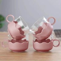 玻璃杯(粉)4个 冷水壶玻璃家用大容量耐高温加厚防爆花茶壶泡茶壶凉水壶热水壶