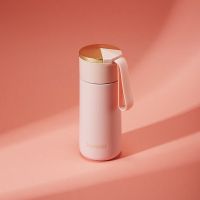0654保温杯粉色+杯刷 180ML 特百惠商场同款保温杯小巧迷你水杯女生可爱杯子双层防烫学生提绳