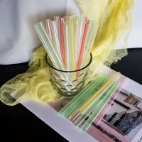 彩条15厘米吸管(散装) 约1000支(10包) 吸管一次性彩条透明彩色尖头八宝粥散装杂粮粥吸管