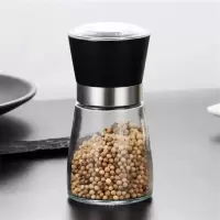 黑色小号 手动现磨黑胡椒玻璃研磨器陶瓷芯家用胡椒粉花椒黑胡椒调味瓶罐子