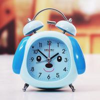 小狗蓝色(打铃款) 创意静音时尚卡通金属打铃学生儿童床头卧室超大声小闹钟夜灯台钟