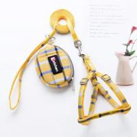 黄色 格子 S(约适合5斤以下) 萌萌哒猫狗外出牵引绳防挣脱可调节猫绳子小型犬遛狗绳溜猫绳