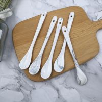 大理石纹灰色 长柄瓷勺创意小勺搅拌勺咖啡勺蜂蜜甜品勺陶瓷釉下大理石纹长把勺