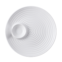 创意228mm饺子盘（9英寸）-白色 创意饺盘陶瓷水饺盘带醋碟家用装虾盘意面盘熟肉盘调料格薯条盘子